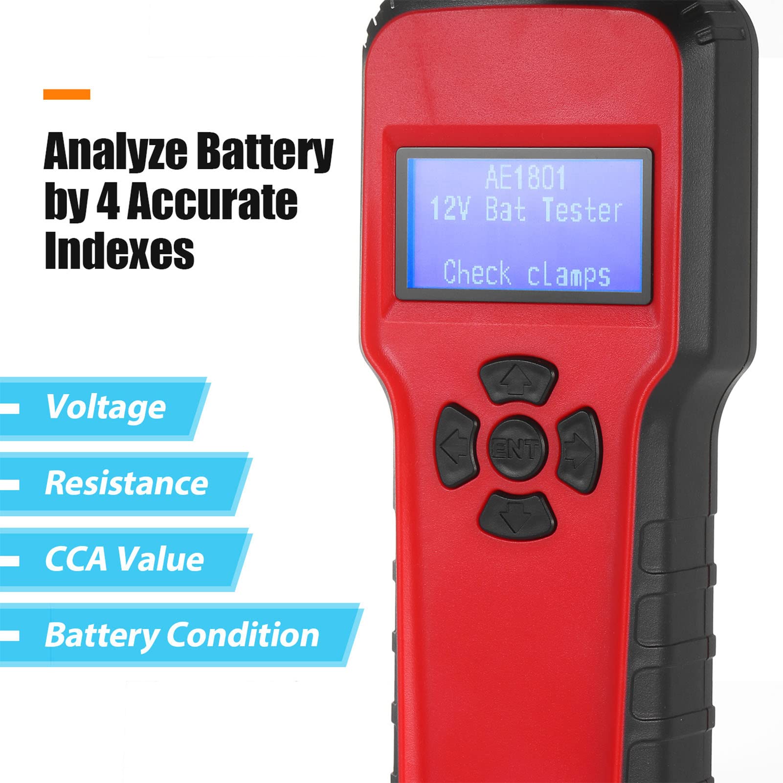 Analizzatore Digitale del Tester per Batterie per Auto per Test di Carico e Ricarica per Uso Automobilistico e Marino a 12 V, Materiale ABS e PC