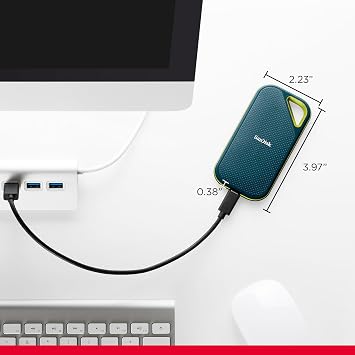 SanDisk 2TB Extreme PRO Portable SSD, Up to 2000MB/s Read Speeds, Monterey | External SSD, USB-C, Water & Dust Resistant, Up to 3M Drop Protection, 256 bit AES Encryption, Ideal for PC, Mac, Consoles
