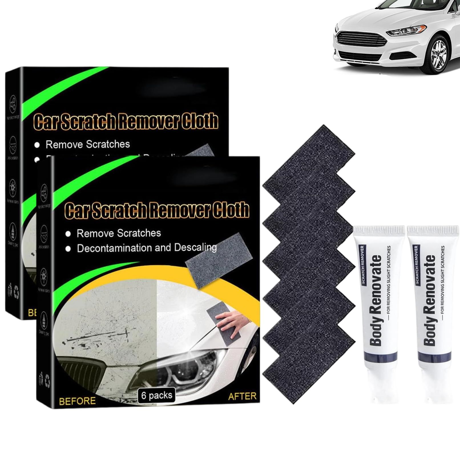 Nanopolix Scratch Remover Cloth,Nano Polix Cloth for Any Car Scratches,Nano Cloth Car Scratch Remover,Cars Paint Scuff Remover, Easily&Quickly Repair Paint Scratches & Water Spots,6PC/Box(2Box)