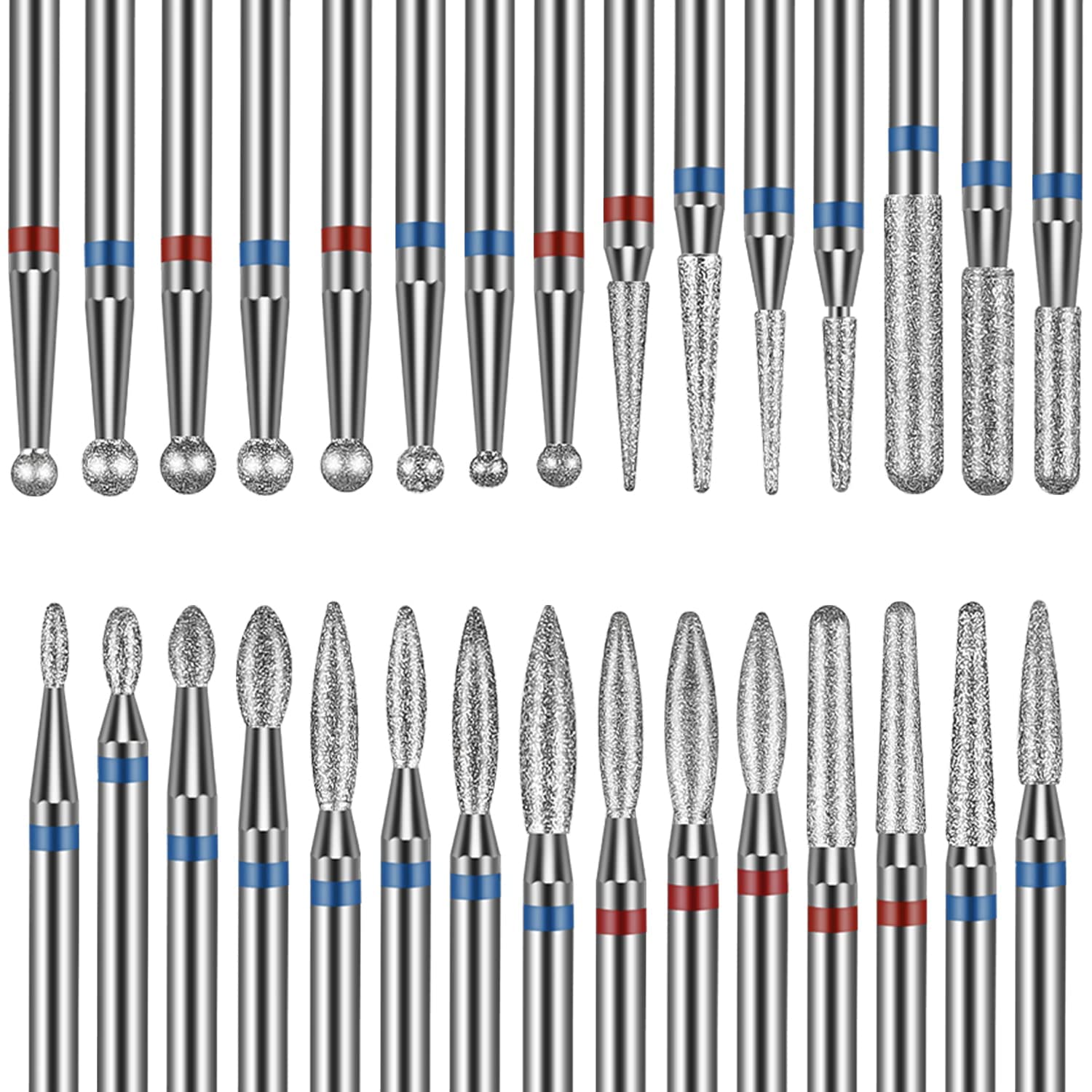 30Pcs Diamond Nail Drill Bits Set, KALATIKA 3/32 Inch Russian Manicure Cuticle Bit for Nail Drill, For Professional Salon Home Use, Manicure Pedicure Tools for Professionals 3