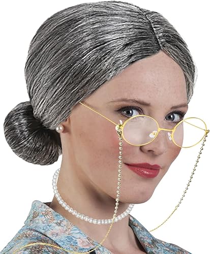 Miniatura 9 de Disfraz de anciana para adultos, Halloween, cosplay, 100 días de escuela, disfraz de abuelo, abuela