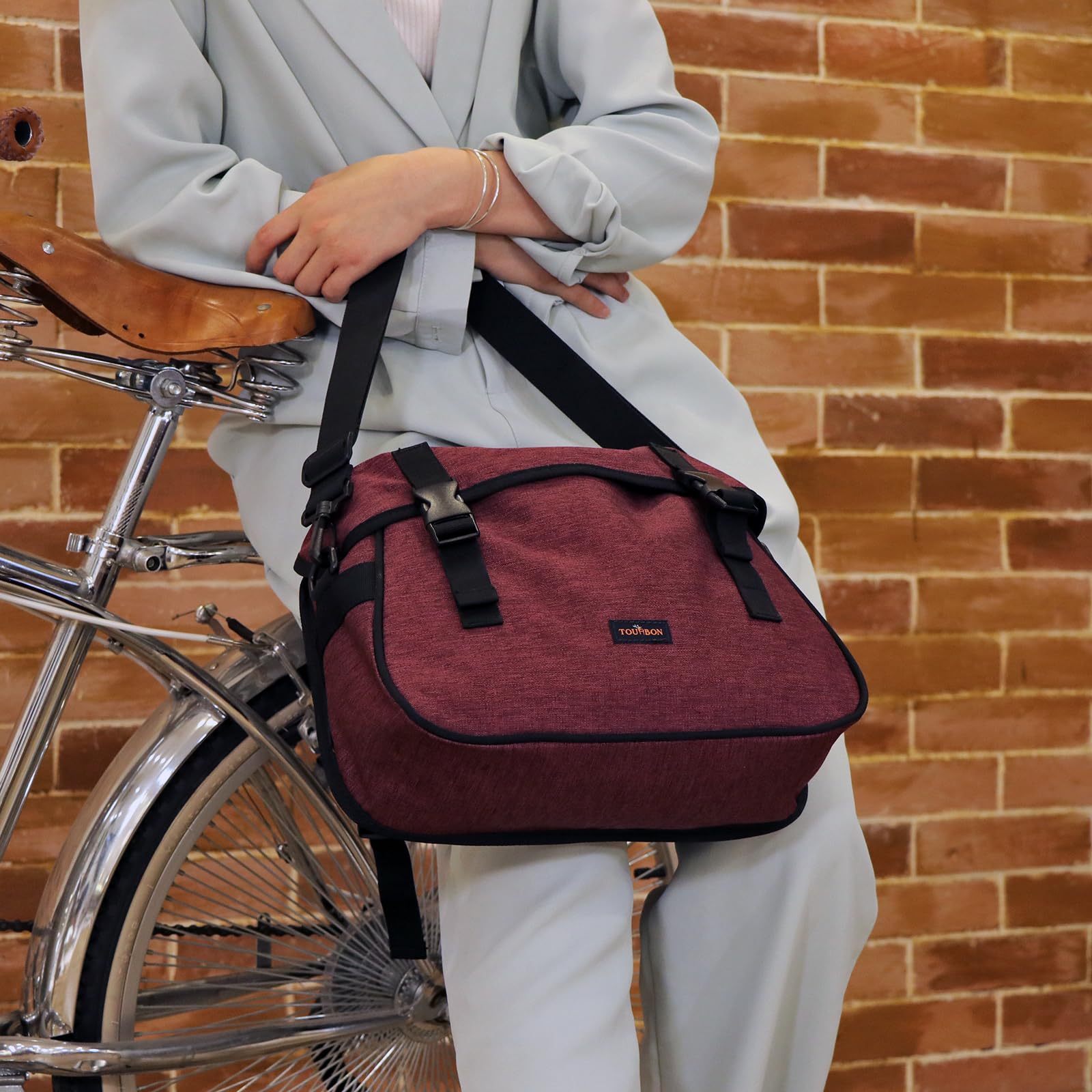 TOURBON Sacoche Double en Nylon pour Porte-Bagages arrière de vélo