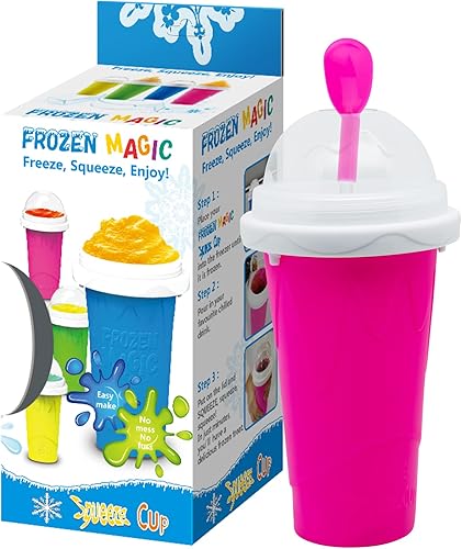 Slushy Maker - Taza para hacer granizados con tapa y pajitas para todas las edades (rojo)