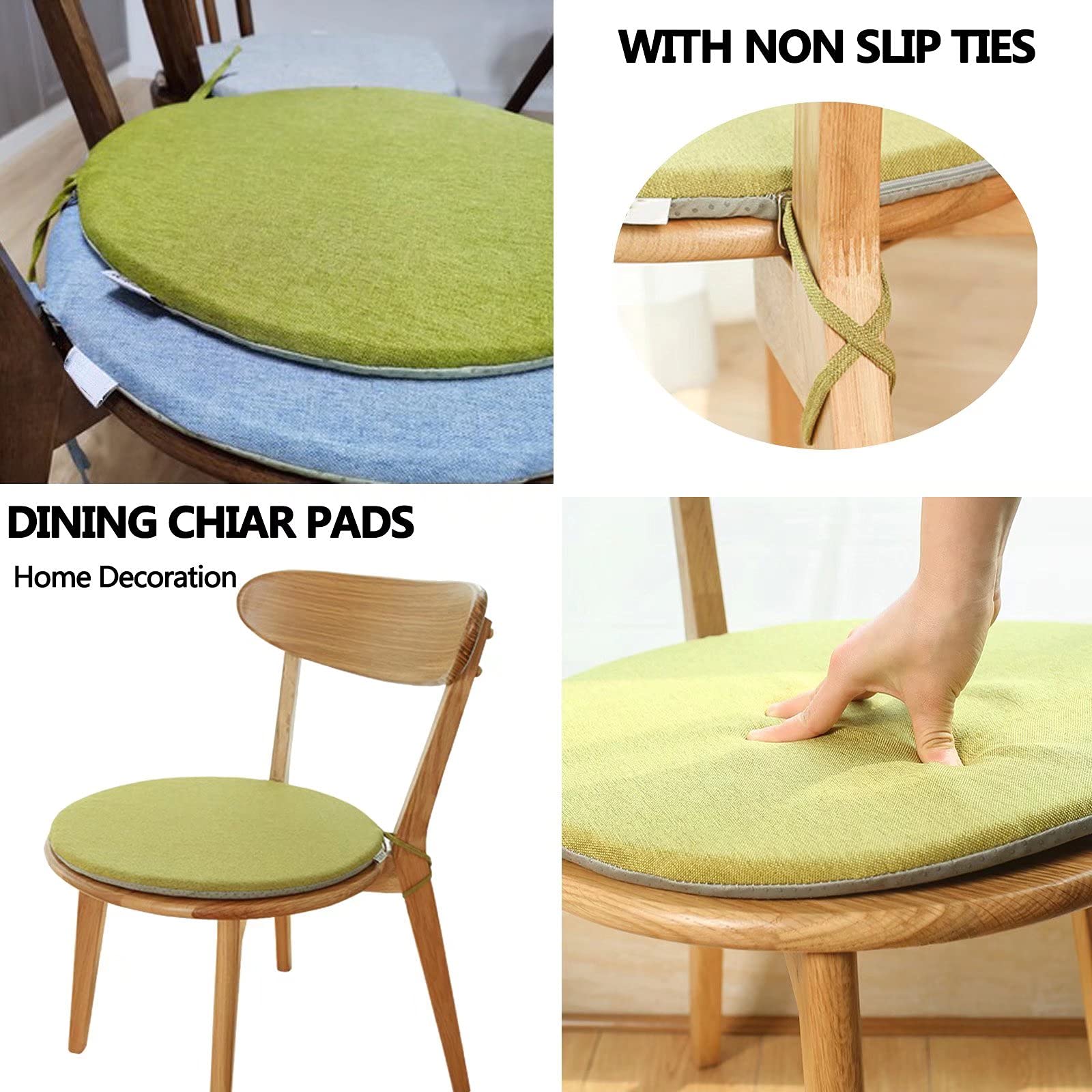 Cojines para Sillas De Cocina Antimanchas, Cojines para Sillas De Comedor Redondos, Lavable Cojines para Taburetes De Cocina, Cojines para Sillas De Exterior con Funda DesmontableGris Foncé