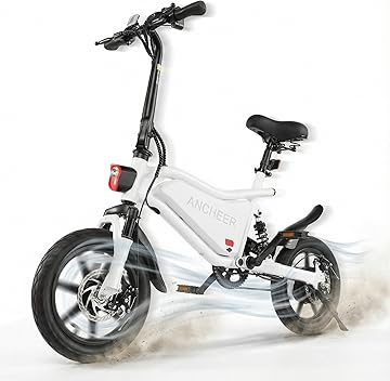 ANCHEER Folding Electric Bike for Adults, 374Wh Ebike, 20MPH Electric Bikes, 14" Foldable Electric Bicycle, 20-50 Miles Electric Bikes, E Bike, LCD Display, Dual Suspension, UL2849 Compliant