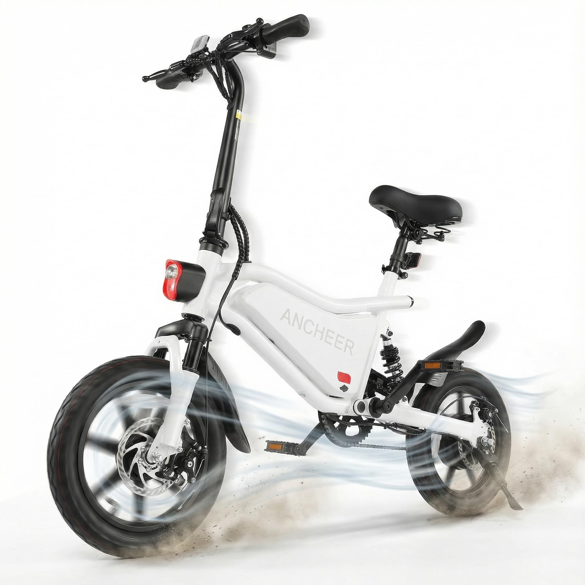 ANCHEER Folding Electric Bike for Adults, 374Wh Ebike, 20MPH Electric Bikes, 14" Foldable Electric Bicycle, 20-50 Miles Electric Bikes, E Bike, LCD Display, Dual Suspension, UL2849 Compliant