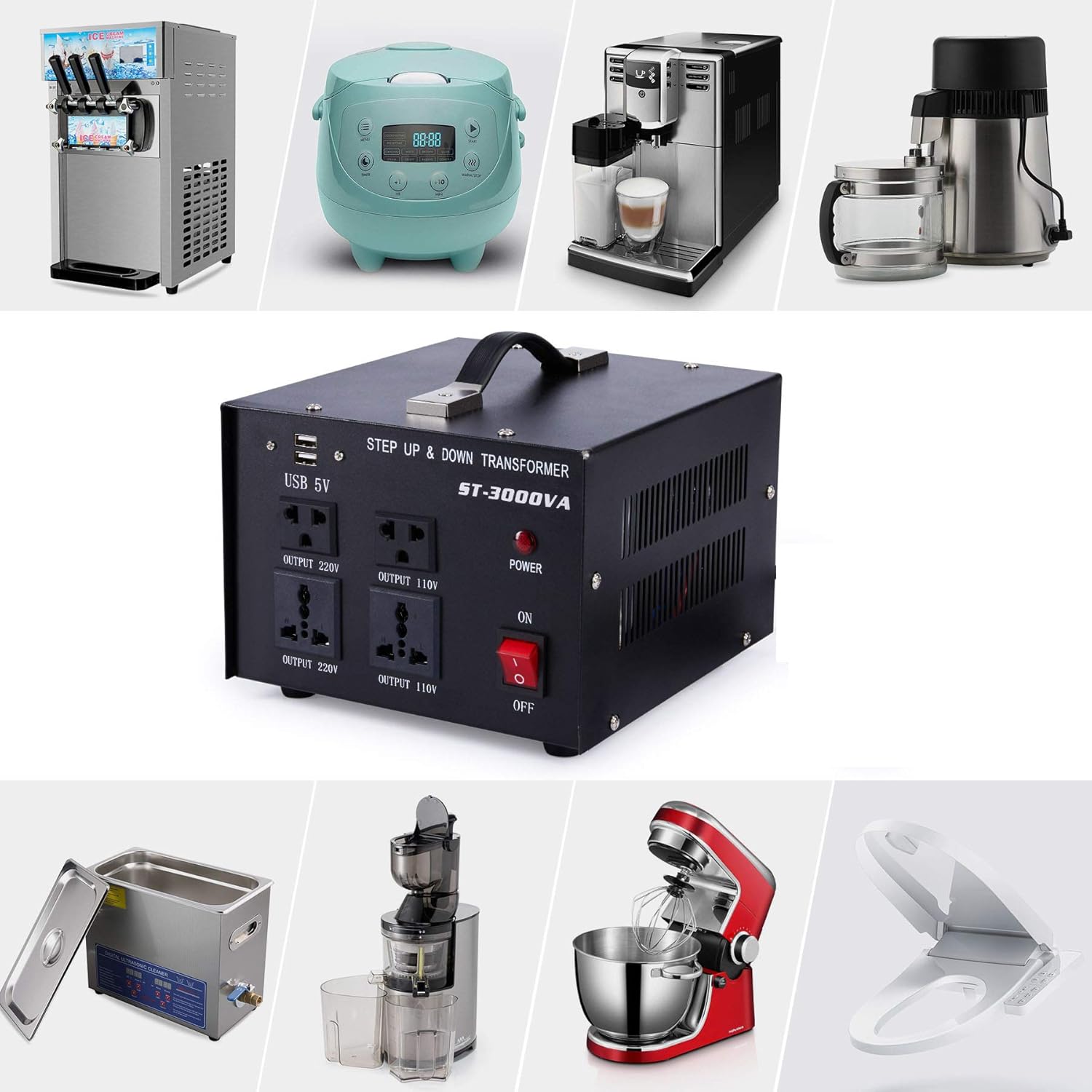 Examples of appliances that can be used with the Orion Motor Tech 3000W Voltage Transformer