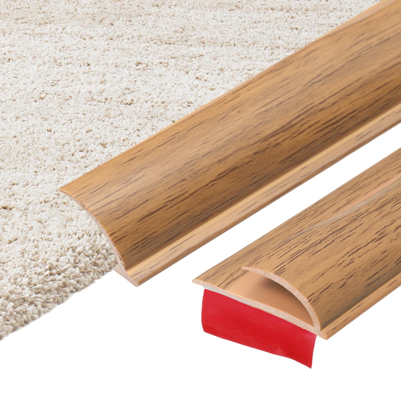 sourcing map 500cm x 30mm x 5mm Carpet to Tile Transition Strip, Self-Adhesive Carpet Edge Strip, PVC Gap Cover, Laminate Edge Trim for Uneven Surfaces, Yellow Wood Grain — image 1