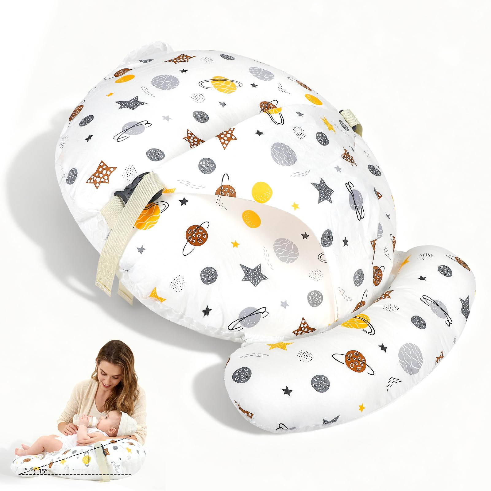 Baby Wedge Pillow for Newborn Baby Feeding Pillow Anti Overflow Feeding Pillow for Reducing Spit-Up, Safety Nursing Pillow