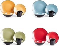 Vista 187 de Colors Life juego de vajilla, exterior negro brillante con interior de color mate