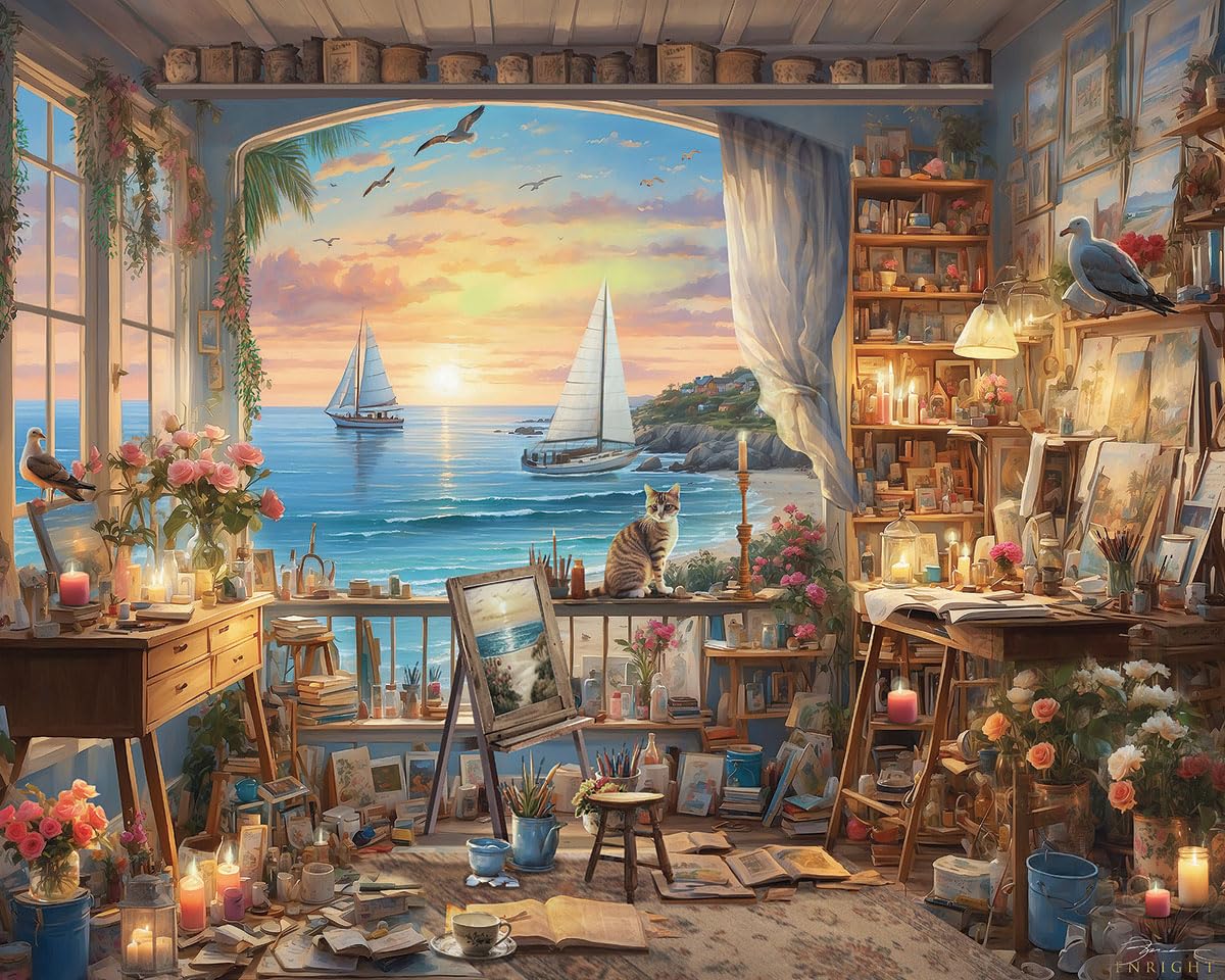 White Mountain Art Studio Puzzle 1000 Piece Summer Puzzles for Adults and Families