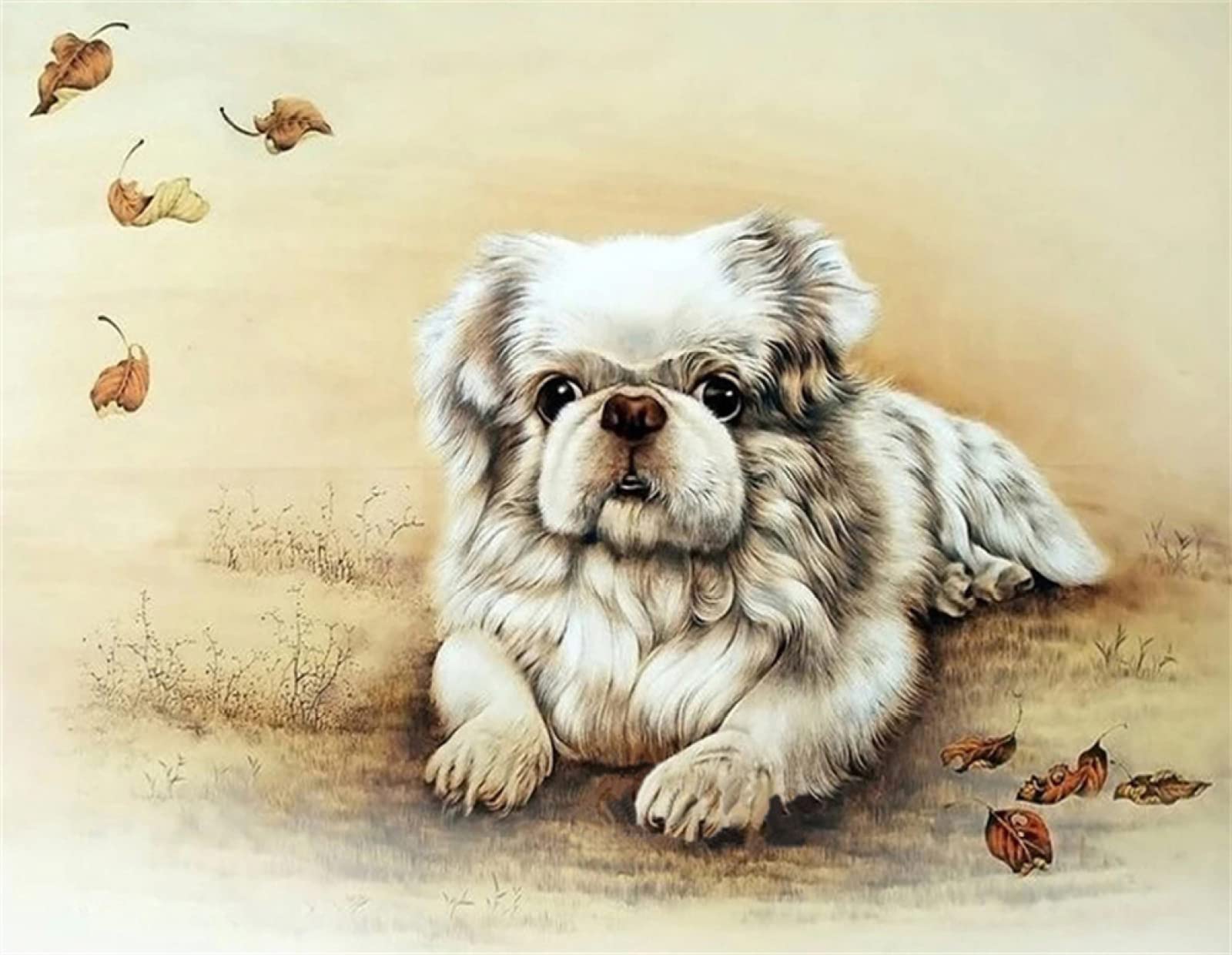 Peinture strass de pékinois 80x120cm pour exprimer l'amour des animaux