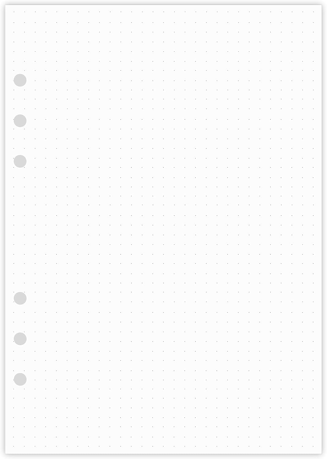 A5 Dotted Paper, Refills for Filofax Planner, Organizer, Binders, 6 Hole Punched, 100 Sheets/200 Pages, 100gsm, White, 5.8 x 8.2 Inch