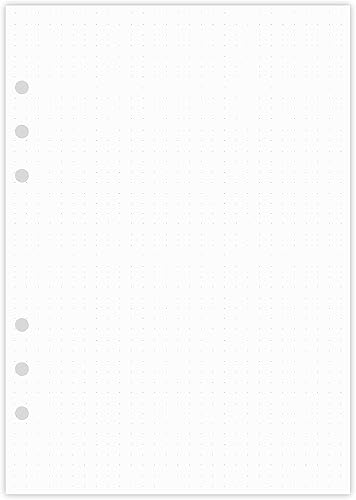 Miniatura 6 de Papel punteado A5, recambios para planificador Filofax, organizador, carpetas, 6 agujeros perforados, 100 hojas200 páginas, 3.53 ozm, blanco, 5.8 x