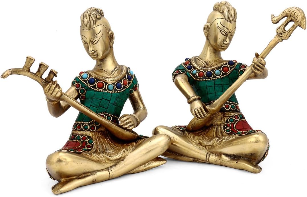 CraftVatika Musician Statue Brass Decorative Handmade