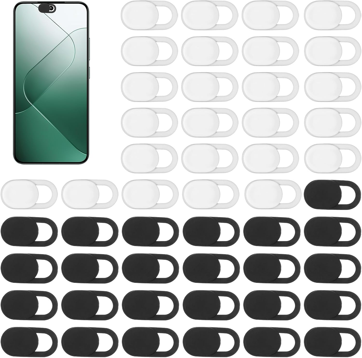 50 Pcs Webcam Cover, Black Practical Laptop Camera Cover Small Portable Phone Camera Covers for Compute Cell Phone PC Accessories to Protect Your Privacy and Security
