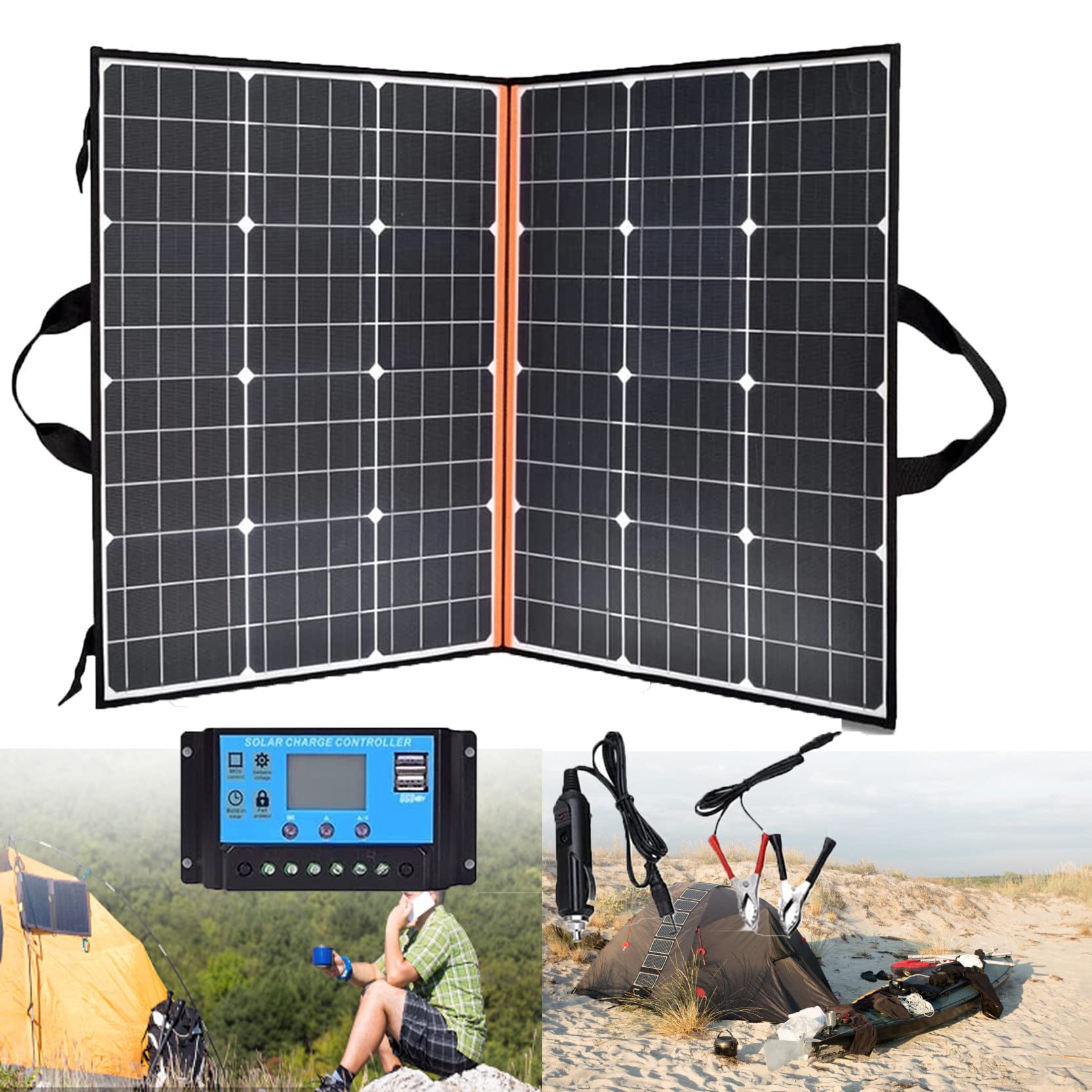 JINTAOMA 200W Solar Panel Foldable Solar Charger, Outdoor Solar Powered Charger, Auto Solar Charger, for Mobile Phone Camping Hiking,60A