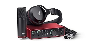 Focusrite Scarlett 2i2 Studio 4th Gen USB Audio Interface Bundle for the Songwriter with Condenser Microphone and Headphones for Recording, Streaming, and Podcasting
