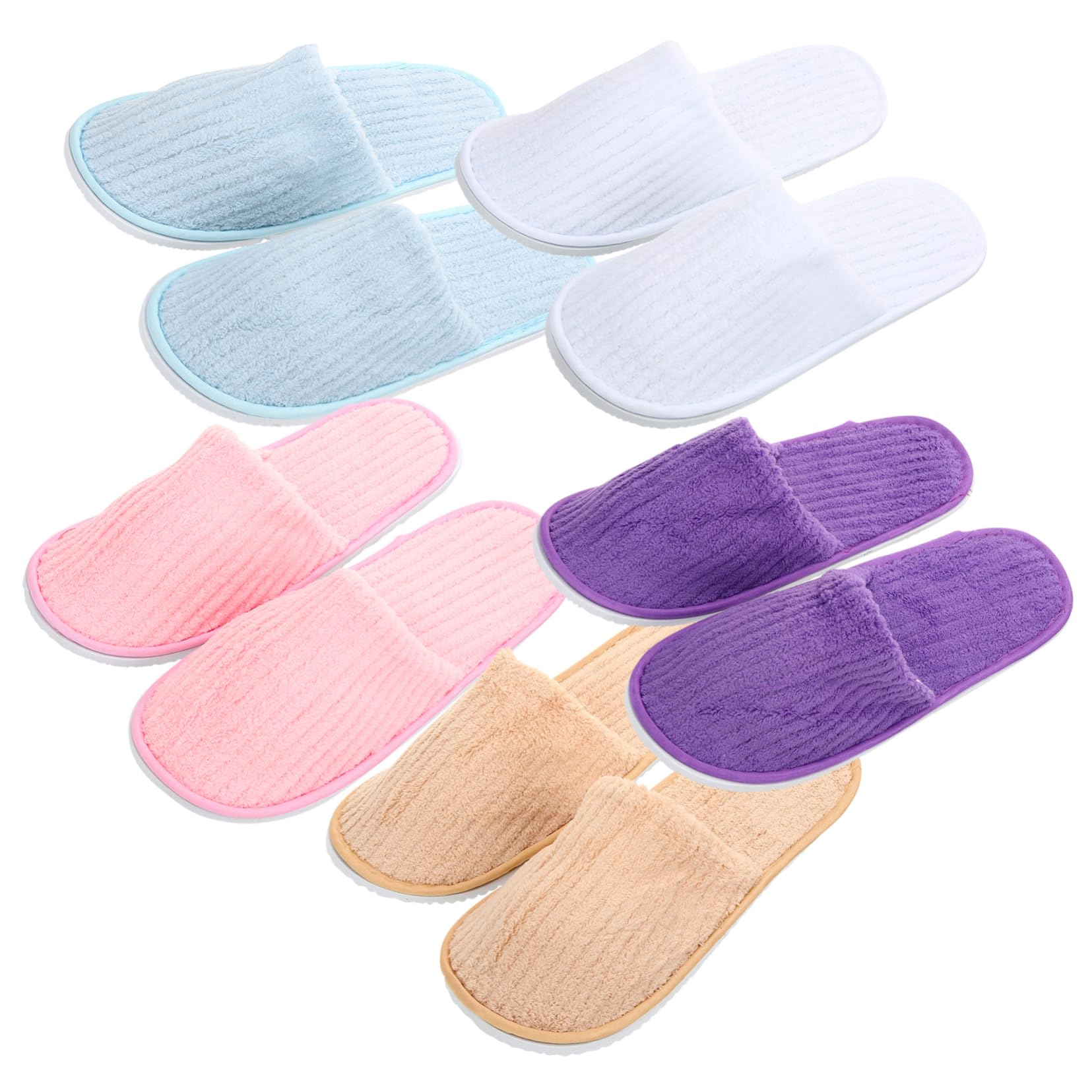 POPETPOP Pantofole in Pile di Corallo Spesse, Antiscivolo, 10 Paia | Casa e Hotel, Leggere e Lavabili, Assortimento Bianco Giallo Rosa Blu Viola