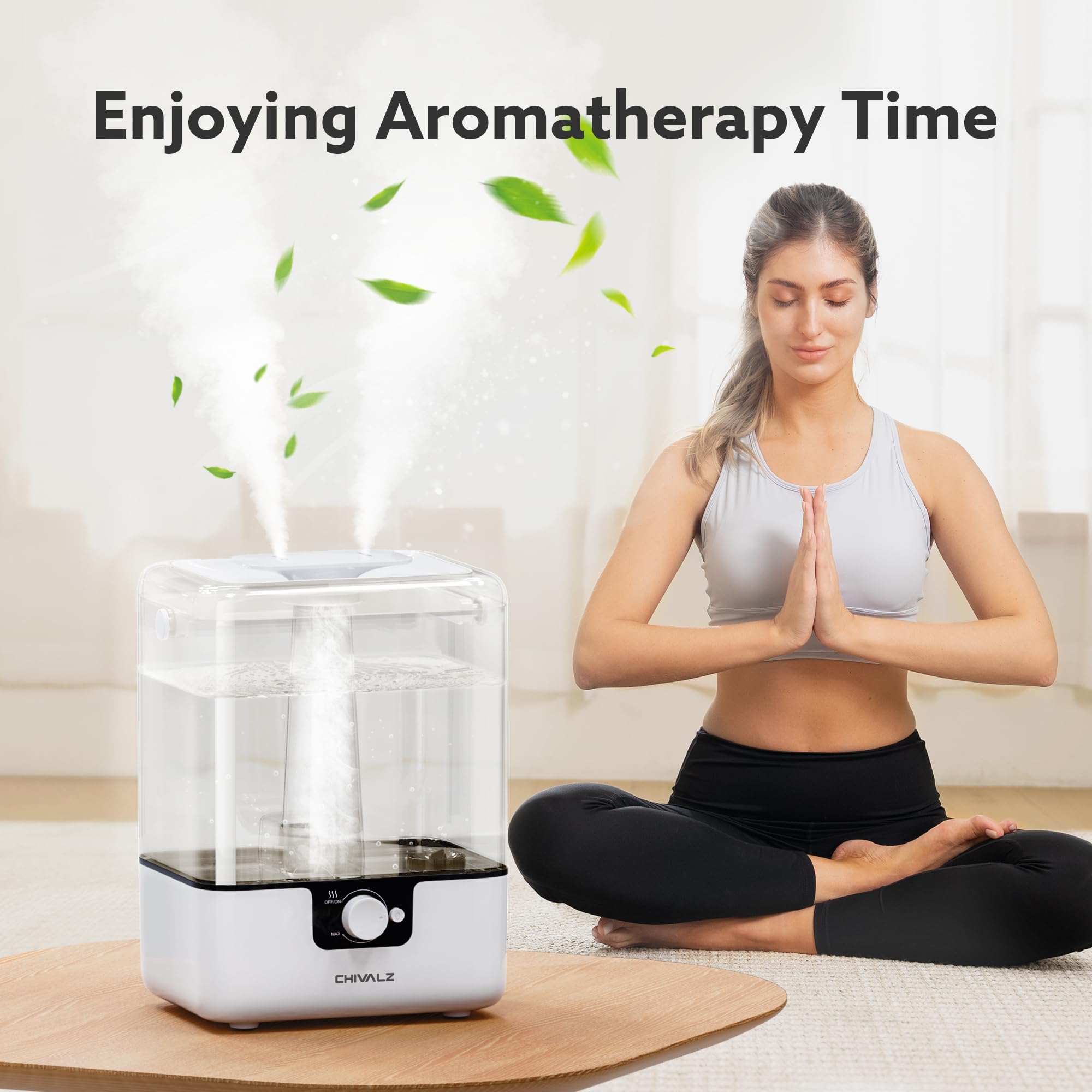 CHIVALZ Humidificador Bebés, 6L Hasta 50H para Dormitorio, 26dB Silencioso Top-Fill Humidificador para Bebés y Plantas, Difusor Aromatizador, Boquilla Giratoria de 360°, Luz nocturna