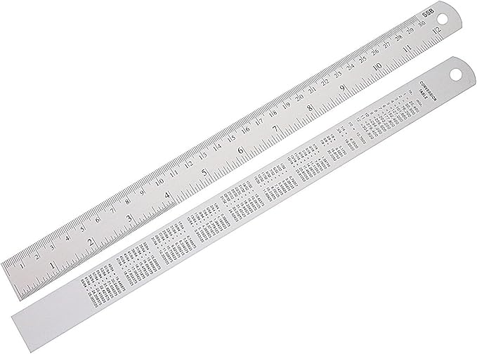 Drwritting 12 Inch Aluminum Metal Ruler Pack Of 2 Bulk Stationary Tool Kit Set For Kids School Classroom Office Home Art Design Drawing Drafting With Conversion Tables Cm Mm Inches Easy Read