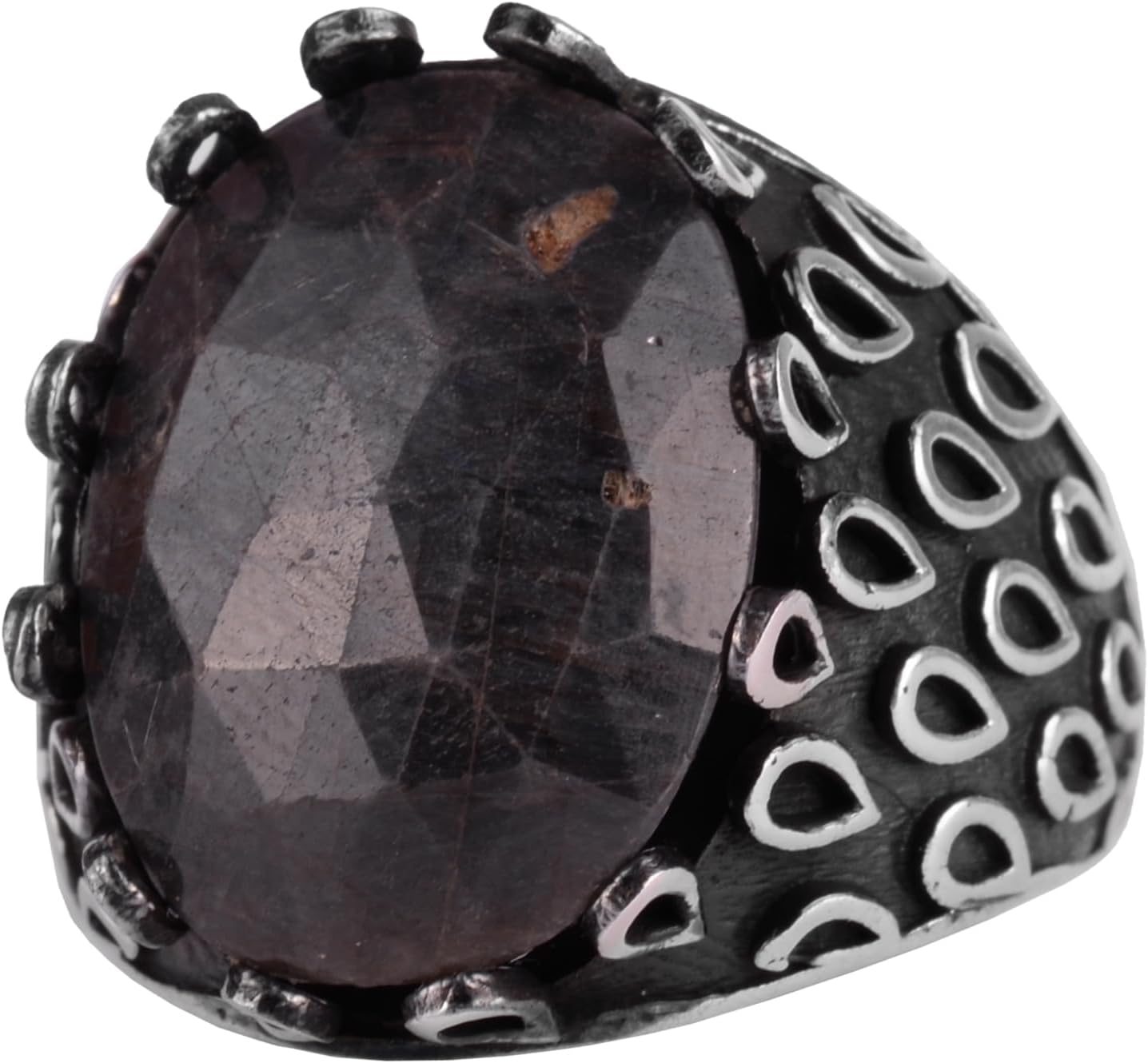 925 Sterling Silver Men’s Ring with Sapphire Gemstone – Oval Domed Statement Signet Ring