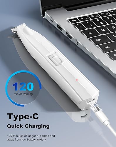 Miniatura 5 de Cortadora de patas de perro para aseo, cortadora eléctrica inalámbrica para perros con luz LED, afeitadora pequeña recargable de bajo ruido para