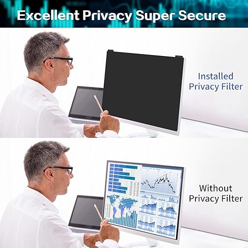 Miniatura 7 de Filtro de pantalla de privacidad para computadora de 21.5 pulgadas, dureza 9H, protector de privacidad compatible con monitor de pantalla ancha 169,