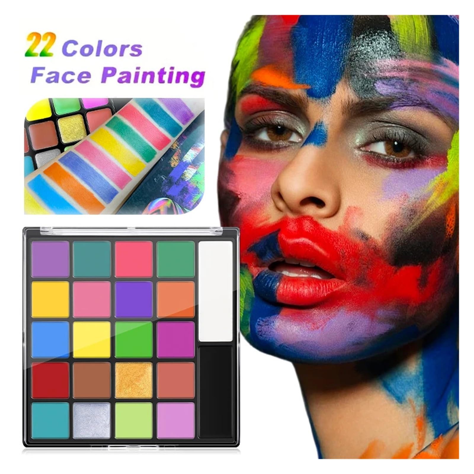 Körperbemalungspalette 22-Farben-Set Ölfarben for Gesicht und Körper(WITH BRUSH)