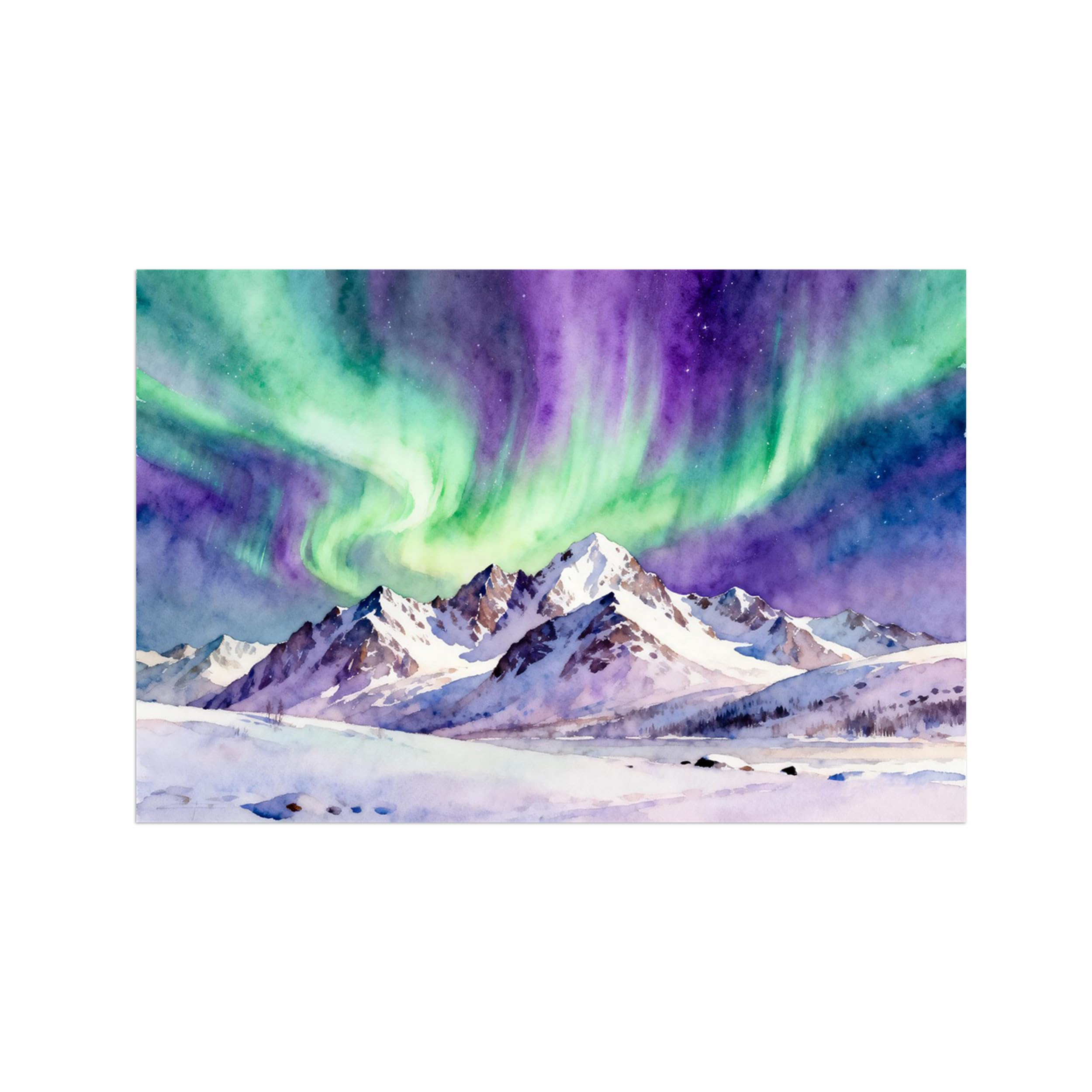 OZPWBVY Purple Green Aurora Landscape Canvas Wall Art Print Painting 80x120cm Unframed