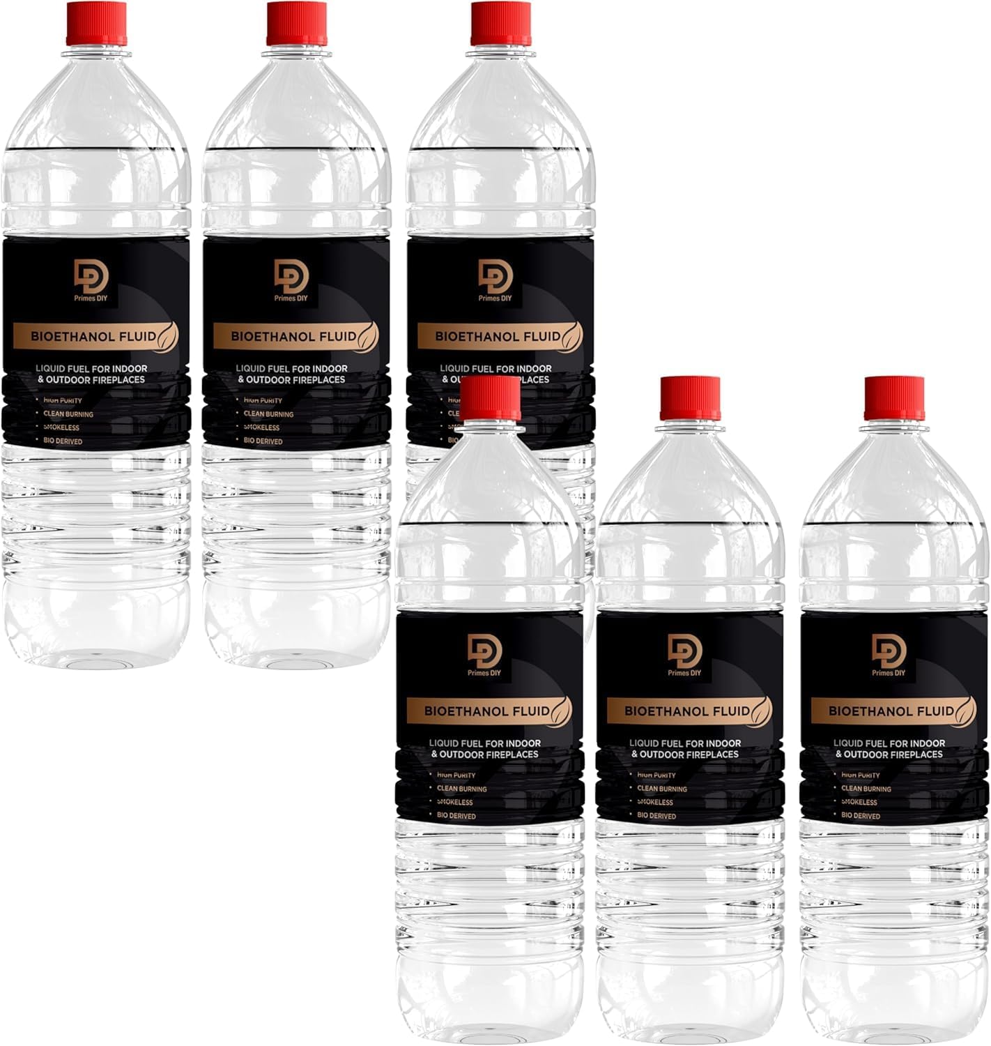 PRIMES DIY 6 Litre Premium Bioethanol Fuel for Fire Place Clean Burning High Purity Bio Ethanol Liquid Fuel for Fire Pits Burners and Stoves Indoor and Outdoor Use Eco Friendly Bioethanol Fuel Liquid