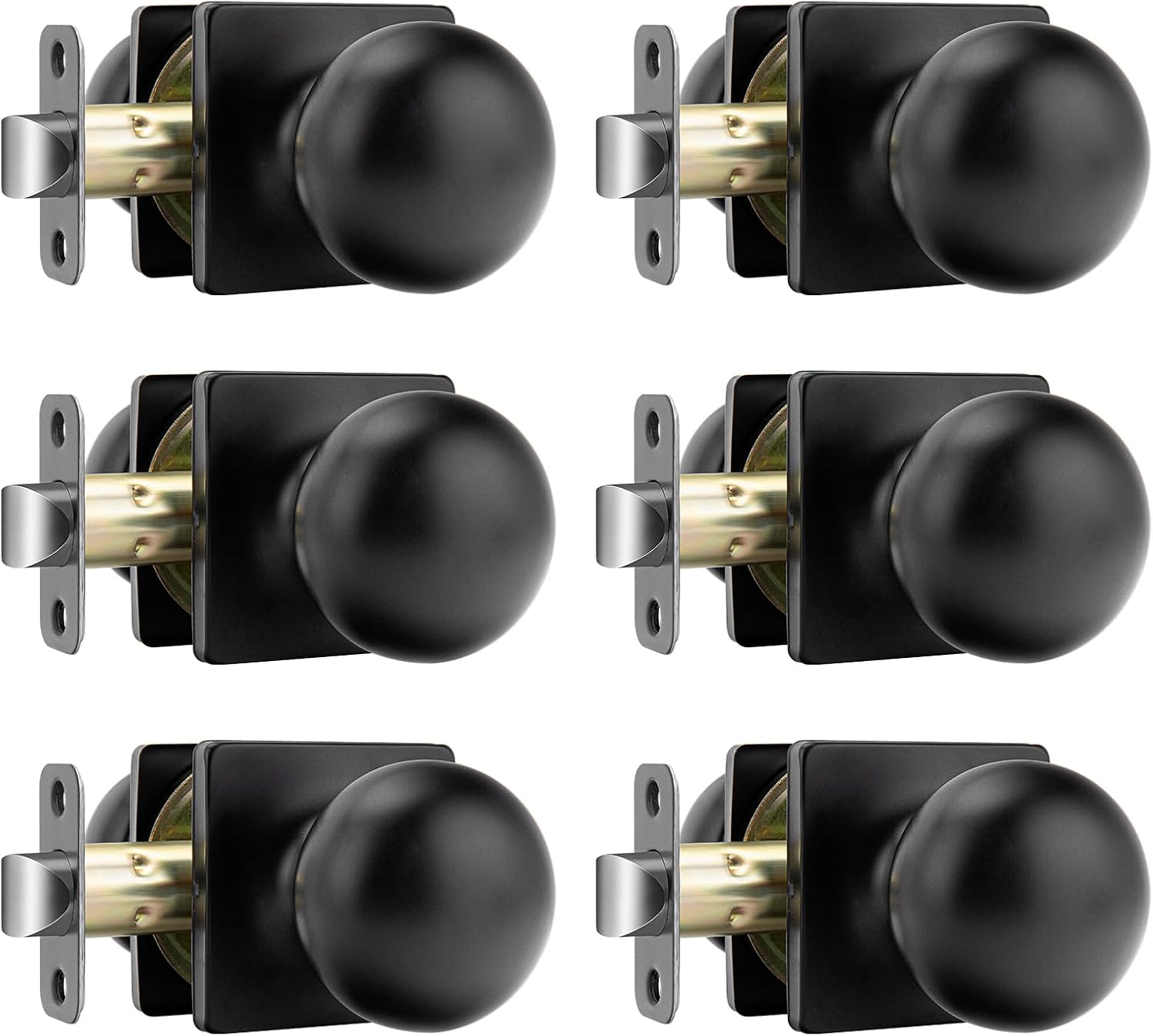 goldenwarm Black Passage Door Knobs, Matte Black Closet Door Knobs, Interior Door Knob Closets or Hall,Hallways(6 Pack)