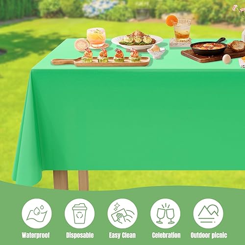 Miniatura 5 de IVAPUPU 6 Pack Green Disposable Tablecloth - Waterproof Plastic Table Cloth for 6 Foot Rectangle Tables, Vinyl Outdoor Table Cover for Wedding