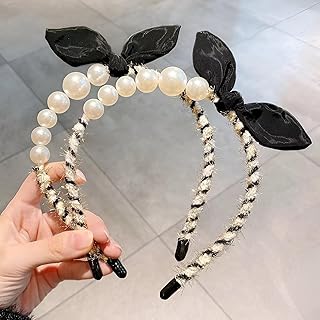 Bow Headband - Adorable Bowknot Hairband with Rabbit Ears for Girls, Ideal for Playful Styles (Color shown, 2piece)