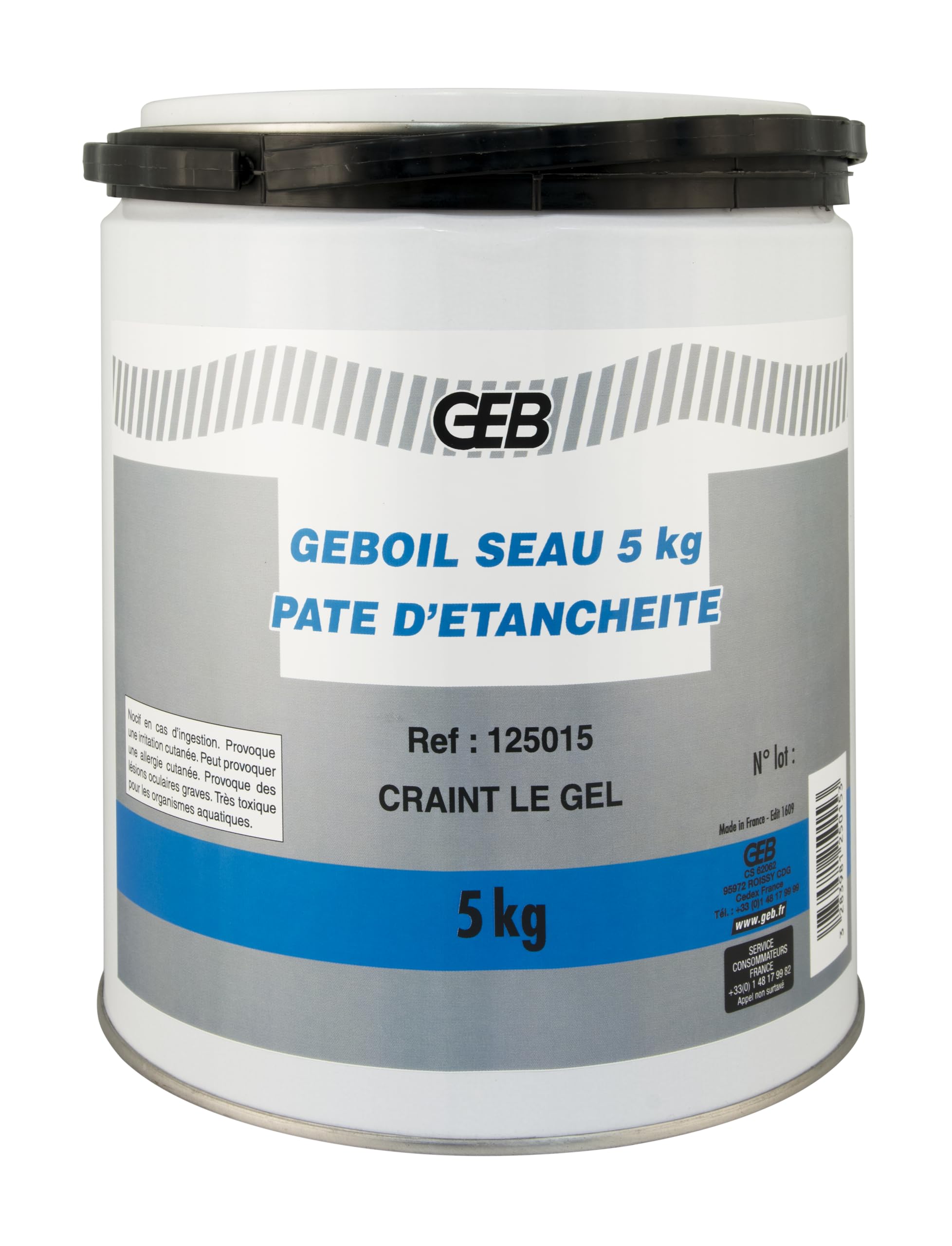 GEB GEBOIL Pâte d'étanchéité destinée à l’étanchéité des raccords filetés, résistant aux hydrocarbures et aux températures élevées - Sceau 5kg