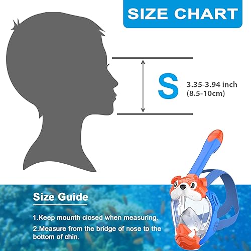 Miniatura 4 de Full Face Snorkel Mask for Kids with 180 Panoramic View, Snorkeling Set Featuring Anti-Leak and Anti-Fog Foldable Dry Top Design for Safe Underwater