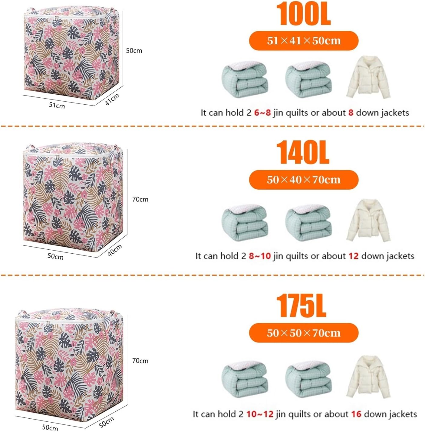 SBTRKT Durable Organizer Bag Cartoon Winter Clothes Cabinet Print Blanket Clothes Foldable Storage Box Sweater Quilt (Color : G, Size : 50x50x70cm-175L)