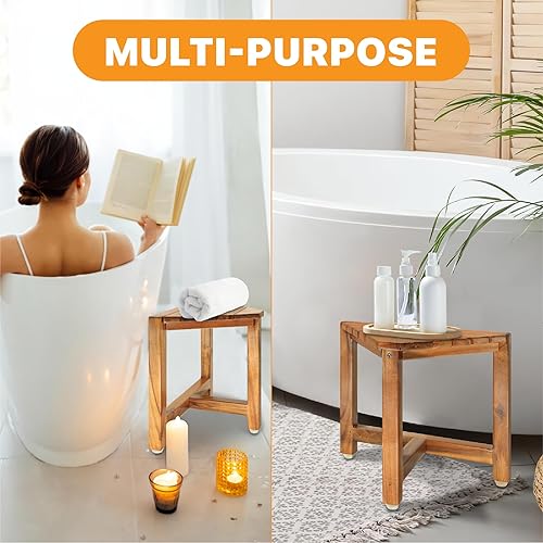 Miniatura 5 de ENKEZI Reposapiés de ducha de 12 pulgadas, taburete de ducha para afeitarse piernas, banco de baño de esquina pequeño adecuado para espacios de