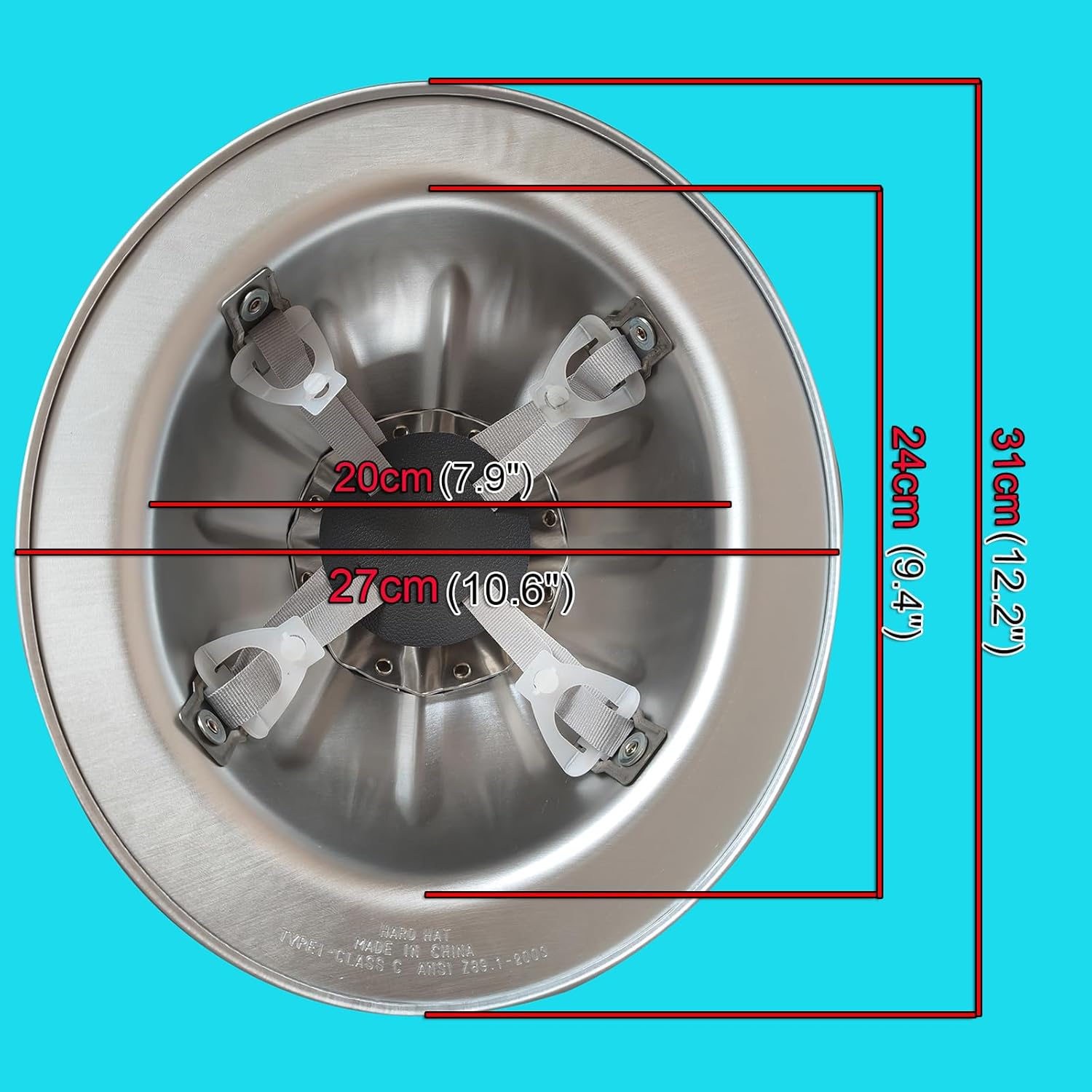 Aluminum Hard Hat with Removable Liner 5.3”Tall Full Brim Design Professional Construction Site Helmet Suspension Adjuster for Head Circumference Size