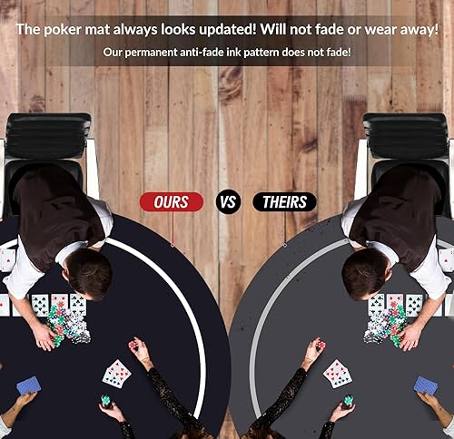 Miniatura 6 de nuveti Alfombrilla redonda de póquer de 24314755 pulgadas para Texas Holdem  Mesa de póquer portátil con diseño Art Deco Impresión de 8 jugadores