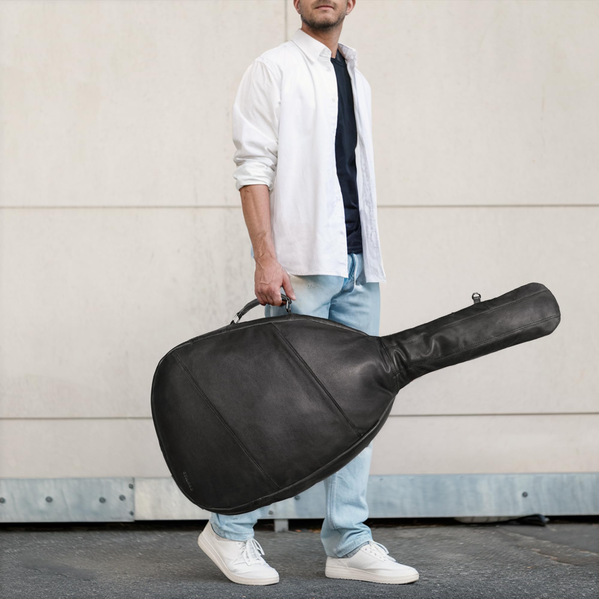 STILORD 'Elvis' Funda Premium de Cuero para Guitarra Clásica y Acústica 4/4 de 39, 40 y 41 Pulgadas Estuche Acolchado Resistente al Agua para Guitarras de Concierto, Color:Negro