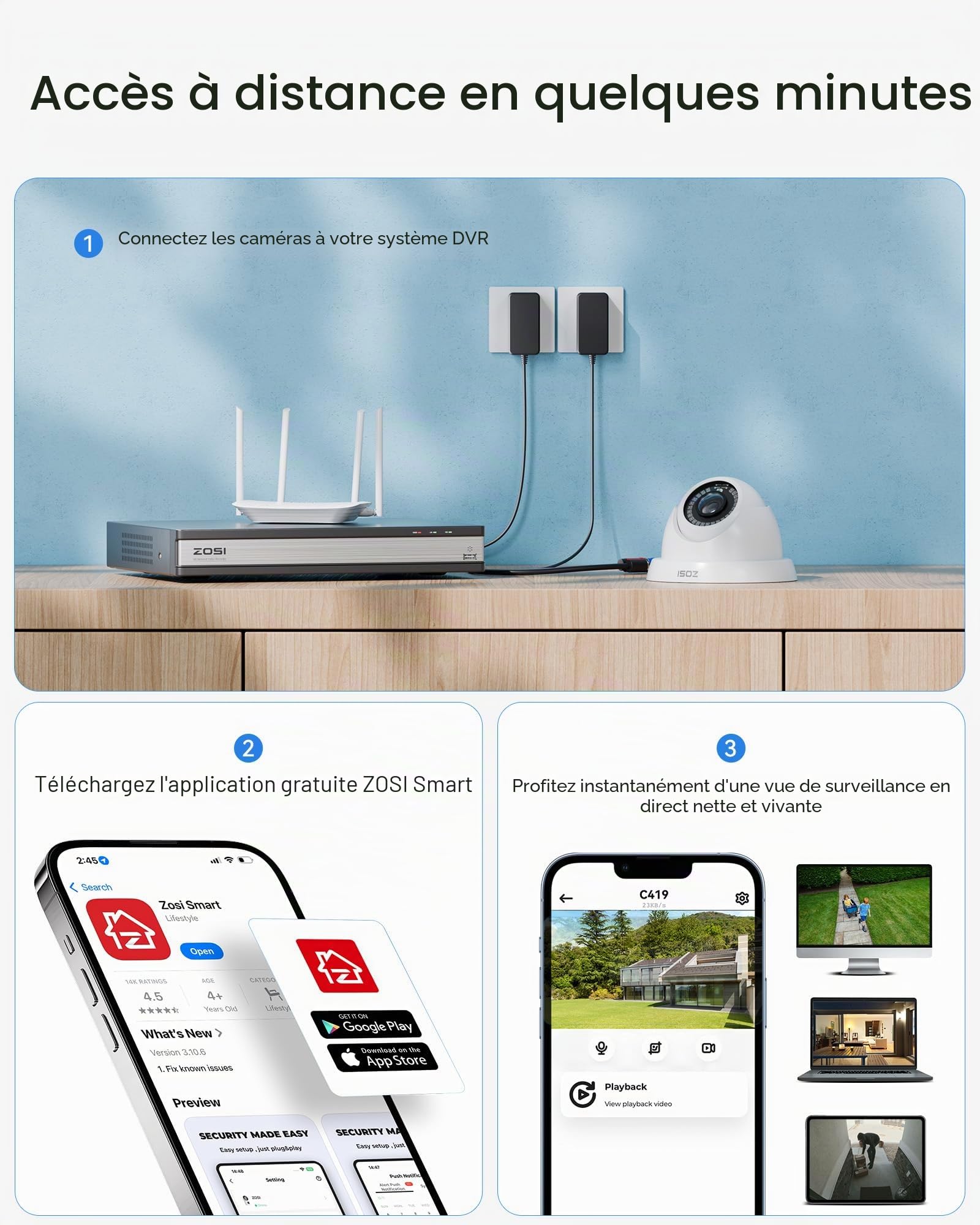 ZOSI 1080P Kit 12 Caméra Surveillance Filaire Extérieure avec DVR 16CH 4TB | Détection IA Personne/Véhicule, Angle de Vue 90°, Vision Nocturne 24m, Vidéo Surveillance 24/7 pour Domestique