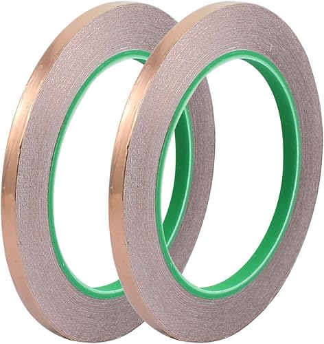 IIVVERR Cinta de lámina de cobre conductora de cobre de doble cara de 0.236 in de ancho y 65.6 ft de longitud, 2 unidades de 0.236 in de ancho y