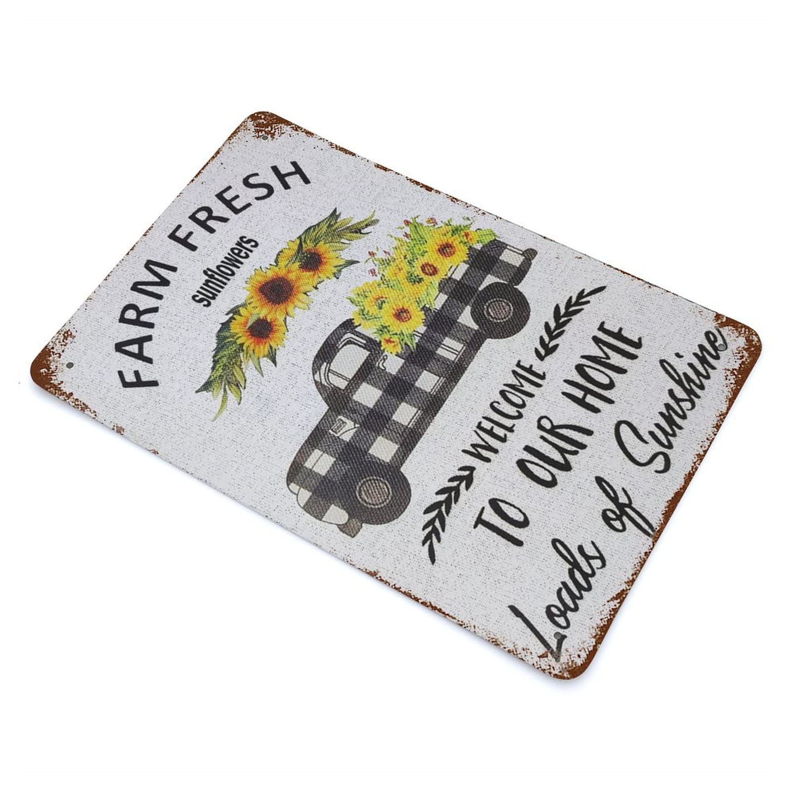 Plaque en métal vintage « The Beautiful Sunflower Every Day is A New Beginning Take A Deep Breath and Smile Again » - Convient pour la maison, le bar, le garage, la