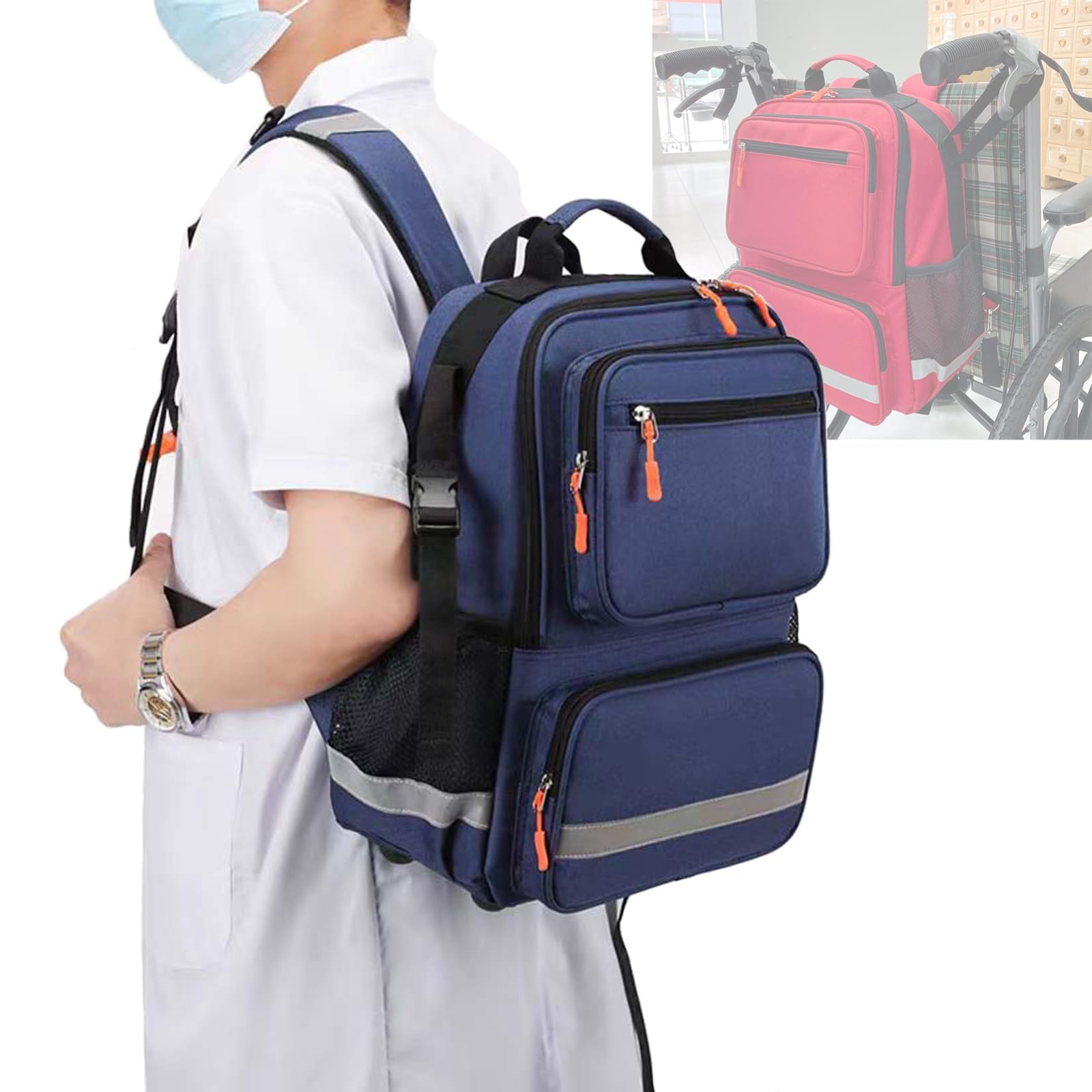 Cubstone Bolsa para Silla de Ruedas,Bolsa de Almacenamiento para Silla de Ruedas,Mochila Colgante,Regalo para Silla de Ruedas-Gran Capacidad/Impermeable-para Sillas de Ruedas eléctricas/Andadores (B)