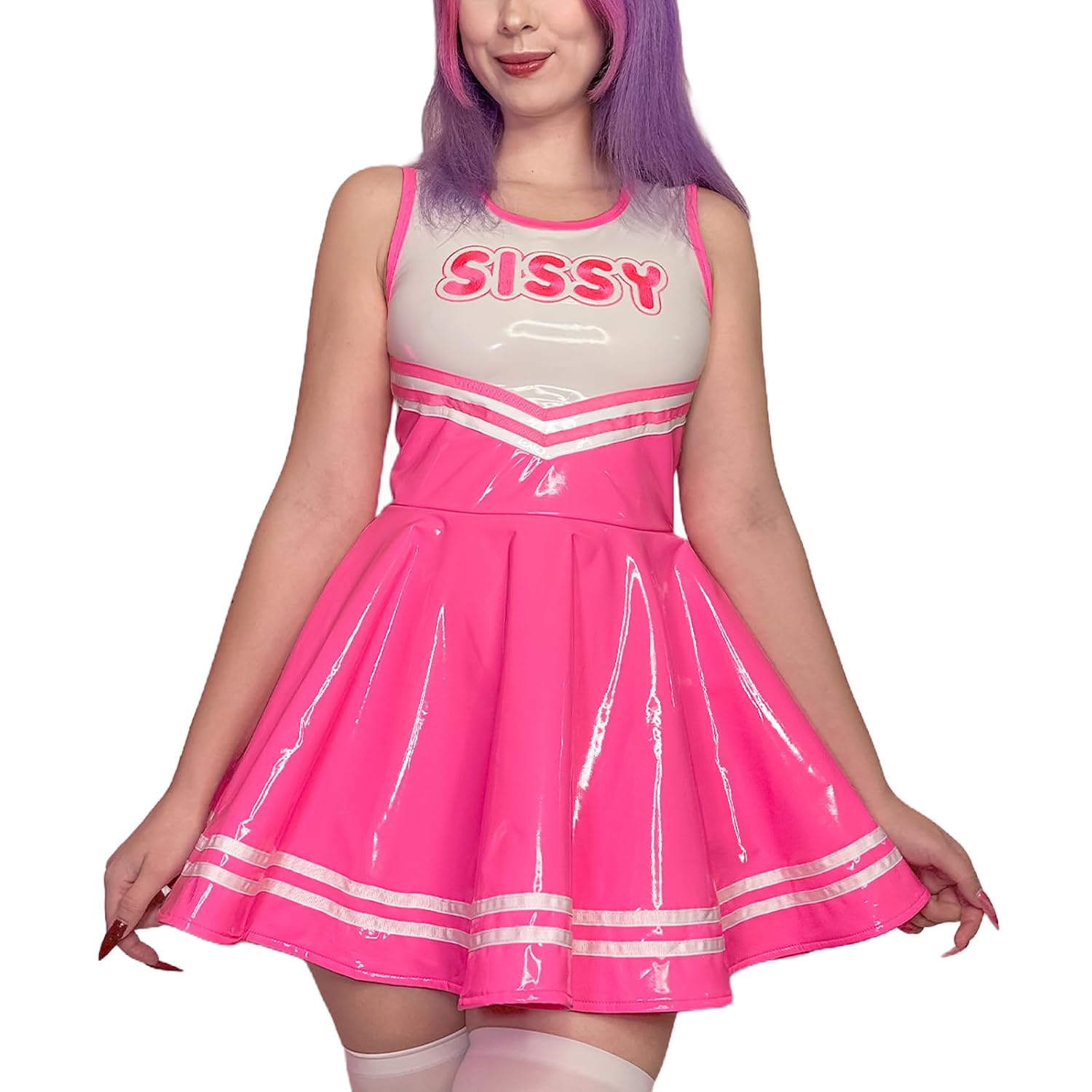 Littleforbig Women Metallic Rave Sleeveless Overall Cheer Sissy Faux Leather Shiny Bodycon Mini Dress Skirt - Review, Price and Buying Guide