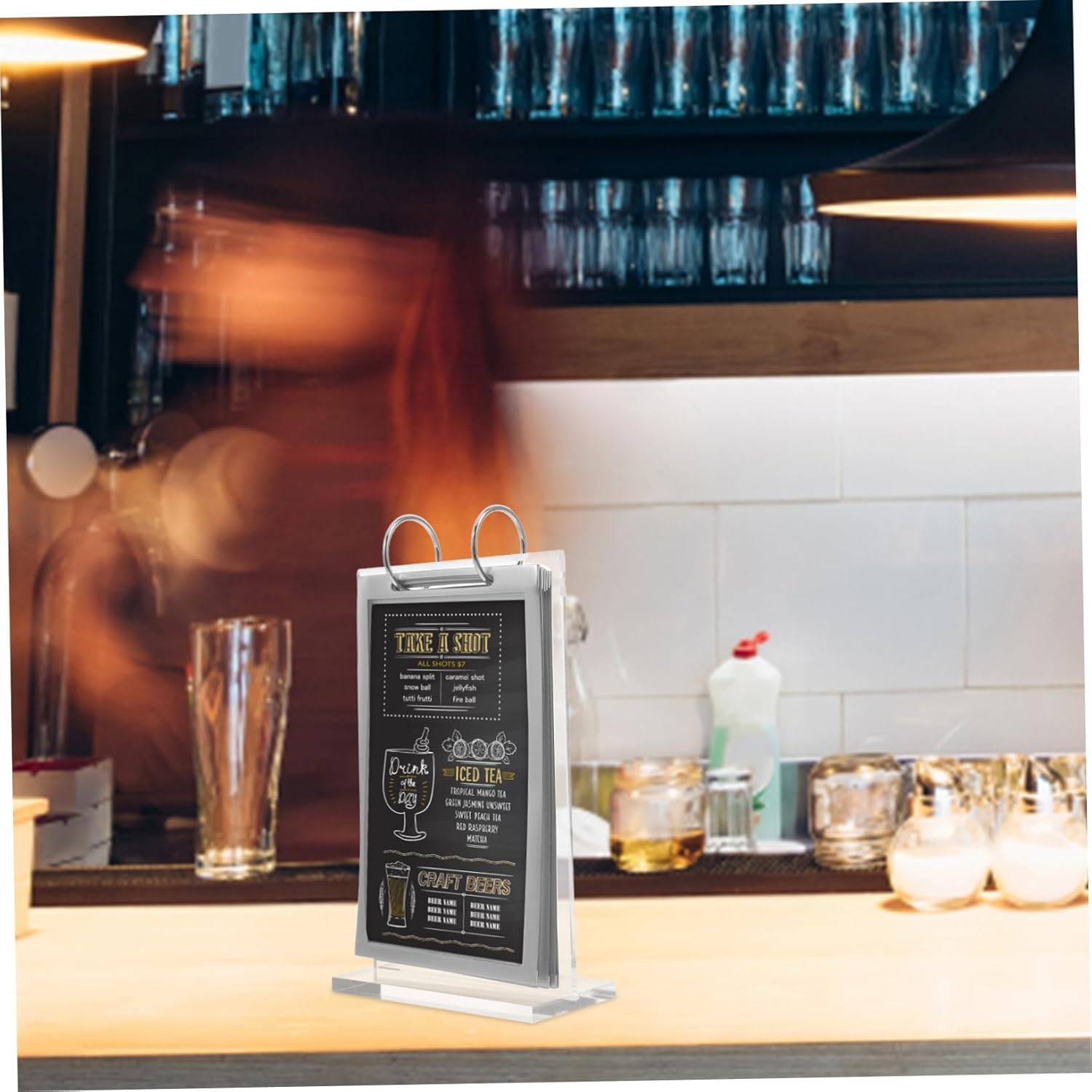 5pcs Menu Display Stand Flip Display Menu Holder Sign Holder Poster Stand Tabletop Acrylic Base