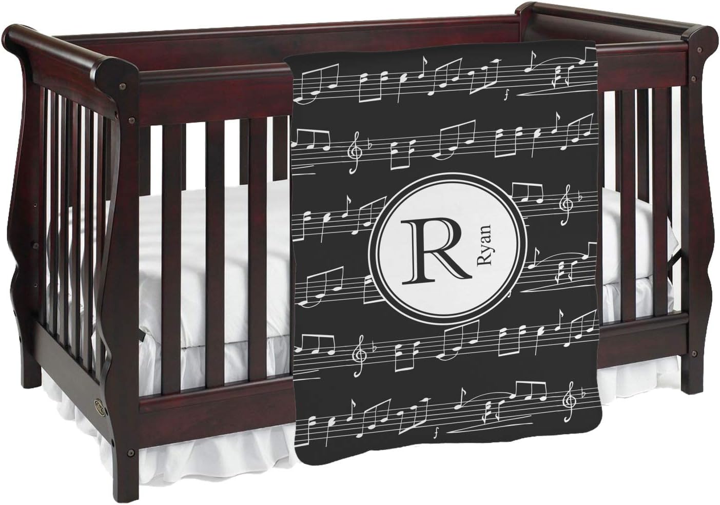 Personalized Musical Notes Baby Blanket (Single Sided)
