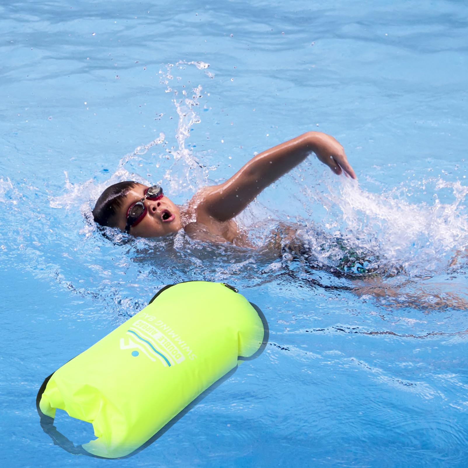 Toddmomy Schwimmtasche mit Doppel Luftkissen, Nylon PVC, Hellgrün