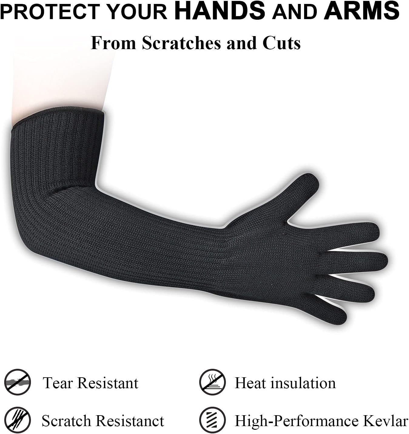 Kevlar-Arm-Sleeves,MOKEYDOU Cut & Heat Proof Sleeve with Thumb Holes,18'' Inch Long Safety Arm Guide (Flexible Lighter washable) Mechanic Sleeves for Men,Women 1 Pair-Yellow - - 